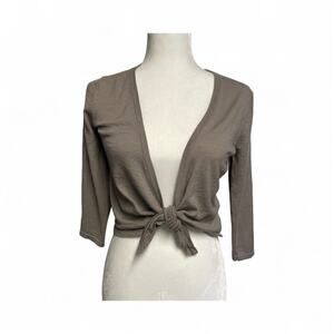 Boden Brown Tie Front Cardigan Sweater Women US 8 Wool Preppy Minimalist Boho